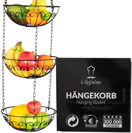Metall Zum Aufhängen Obstkorb, Edelstahl 3-lagige  Produktbild-Vorschau 3